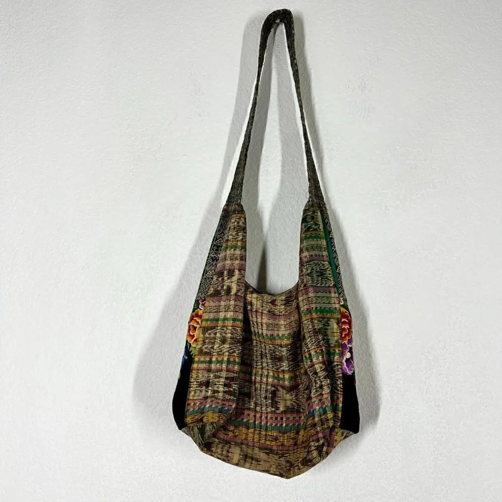 Boho Messenger Hobo Bag Purse Embroidered Floral Colorful Hippie Artisan